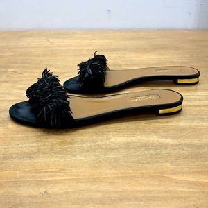 Aquazzura black slides slip on flats Wild Thing size 7 37